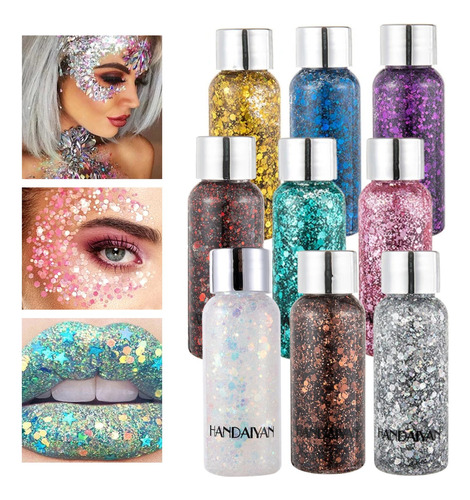 Body Glitter Maquillaje Cabello Cuerpo Brillos Colores 1pz F