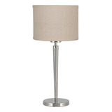 Velador Moderno Cromo 1 Luz Pantalla Arpillera Living Kas