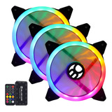 Kit 3 Fans Cooler Rgb 120mm + Controladora Gabinete Pc Gamer