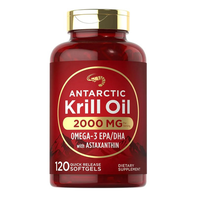 Aceite De Krill 2000 Mg Carlyle 120 Capsulas Blandas con Omega-3 180 Mg Epa 80 Mg, Dha 40 Mg, es un Suplemento De Astaxantina 600 Mcg Procedente De Krill Rojo Máxima Fuerza Probado En Laboratorio. | Meses sin interés