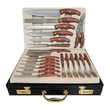 Kit Churrasco Ou Cozinha Com Maleta Couro 25 Peças Promoção!