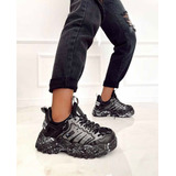 Zapatillas Sneakers Enjoy Negras Plataforma Base Ugly Nevada