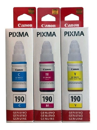 3 Pack Tintas Originales Canon Gi-190 Colores Factura