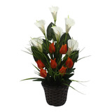 Arranjo Copo Leite Com Tulipa Artificial Sala Decorar Mesa 