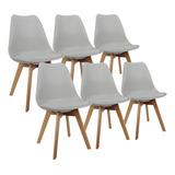 Set X 6 Sillas Eames Tulip De Comedor Almohadón Patas Madera