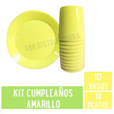 Kit 10 Platos Y 10 Vasos Plastico Rigido Fiestas Cumpleaños