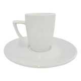 Set X6 Taza Con Plato De Cerámica 80 Ml Color Blanco