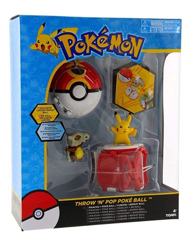 Juguete De Pokemon Throw 'n' Pop Pokeball Pikachu Y Empuje L