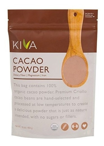 Kiva Crudo Cacao Orgánico En Polvo (cacao Sin Azúcar - Dark 