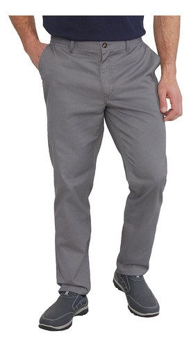 Pantalón Hombre Slim Fit Chino Liso Gris Corona