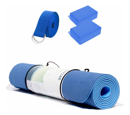 Combo Yoga Kit Mat Tpe Bloques Cinturon Discos Entrenamiento