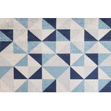 Tapete Sala Moderno 200x250 Cm Lavavel Anti Acaro/alergico Cor Azul Desenho Do Tecido Geométrico