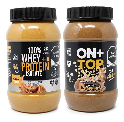 2 Pack Crema De Cacahuate Natural Whey Iso + Cacao Crunchy.