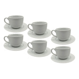 Juego X6 Tazas De  Porcelana Blanca Con Platito 90cc Tkh    