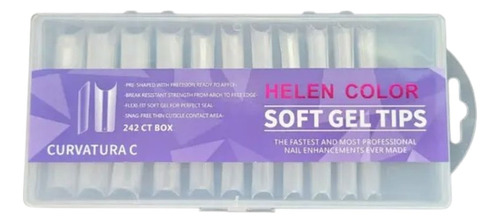 Soft Gel Tips Postiça Curvatura C Helen Color Leitosa 240 Un