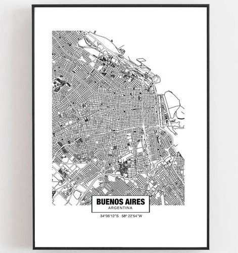 Lámina Cuadro Imprimible Mapa Buenos Aires - Para Imprimir