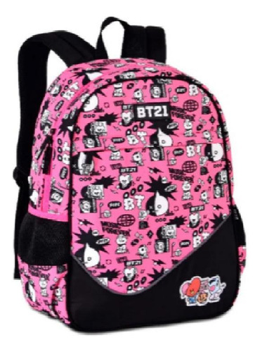 Mochila De Costa Escolar Bt21 Rosa - Clio Style