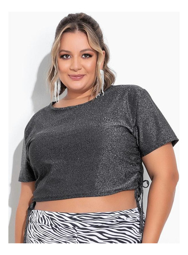 Blusinha Cropped Plus Size Roupas Femininas Festa Blogueira