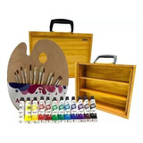 Kit De Pintura 12 Oleos Colores Bastidores Accesorios