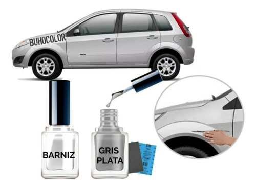 Kit Retoque De Rayones Gris Plata Universal + Barniz + Lijas