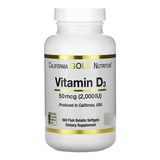 Vitamina D3, 2000 Ui, 50 Mcg, 360 Cápsulas Blandas Importadas