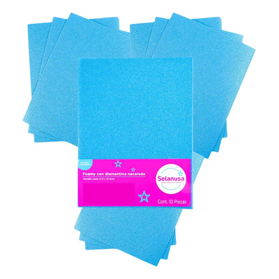 Foamy Diamantado T. Carta 20 Piezas Fomi Goma Eva Foami Fomy Color Turquesa