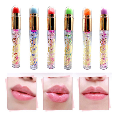 24pz Brillo Lip Gloss Doble Con Labial Mágico Cambia Con Ph