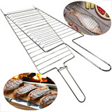 Grelha Dupla Churrasco 70 X 26,5cm Frango Peixes Carnes 