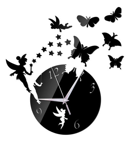 Reloj De Pared 3d Con Forma De Mariposa, Calcomanía Acrílica