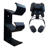 Suporte De Parede P/ 2 Controle Ps5 Ps4 Ps3 Xbox + Headset