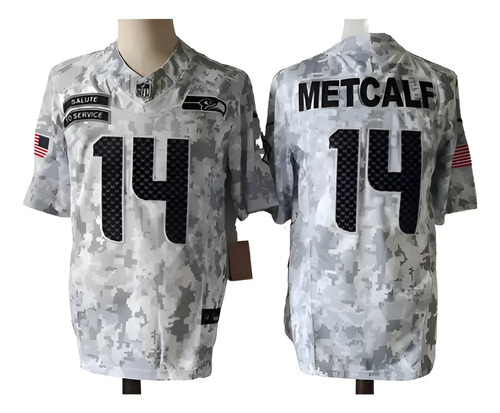 Camouflage Camiseta No.14 Metcalf Seattle Seahawks Jersey
