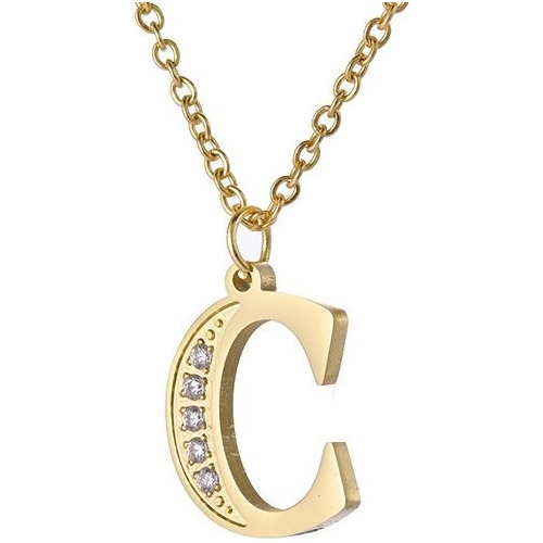 Collares Mujer Inicial Letras Baño Oro 18k Zirconias