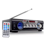 Mini Amplificador Áudio Stereo Bluetooth Karaokê Fm Mp3