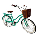 Bicicleta Feminina Aro 26 Vintage Retrô 6 Marchas Bagageiro 