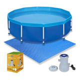 Piscina Redonda Estrutural 4500l / 2,78 M+ Forro+ Bomba 110v