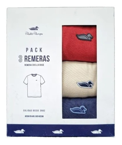 Remera Pato Pampa Pack X 3 U. Rojo - Beige - Azul.