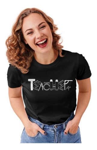 Playera Para Regalar Economica Negra De Mujer Maestra