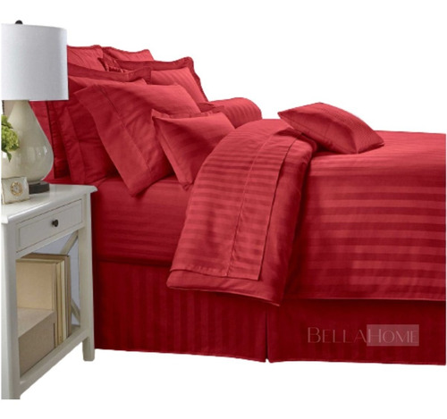 Set Duvet Blanco + Juego De Sábanas Sencillo Rojo X 5 Piezas