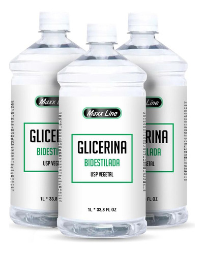 Glicerina 100% Vegetal Bi-destilada Usp Vegano 3 Litros