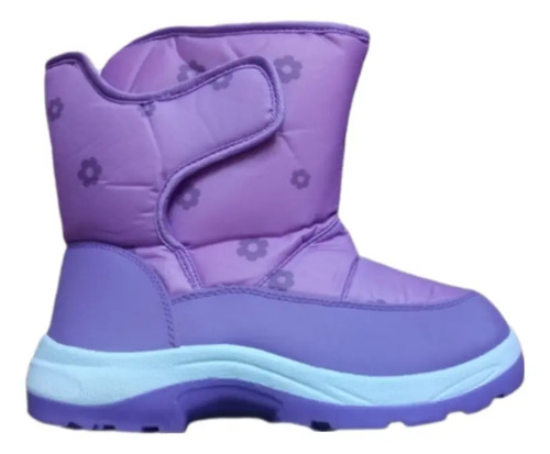 Botas Afelpadas Con Velcro Morado Con Lila Calientitas