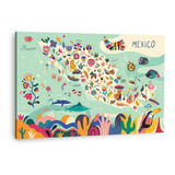 Cuadro Canvas Arte Mexicano Mapa México Decorativo Grande