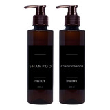 Kit 2 Frascos Âmbar Banheiro Shampoo E Condicionador 200ml