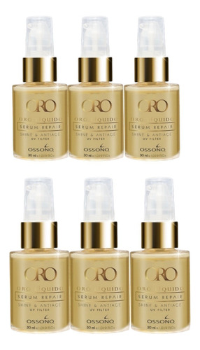 6 Oro Líquido Argan Serum Ossono Reparador De Puntas X30ml