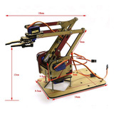 Brazo Robotico Arduino Madera (mdf) Con Servo Plasticos Sg90