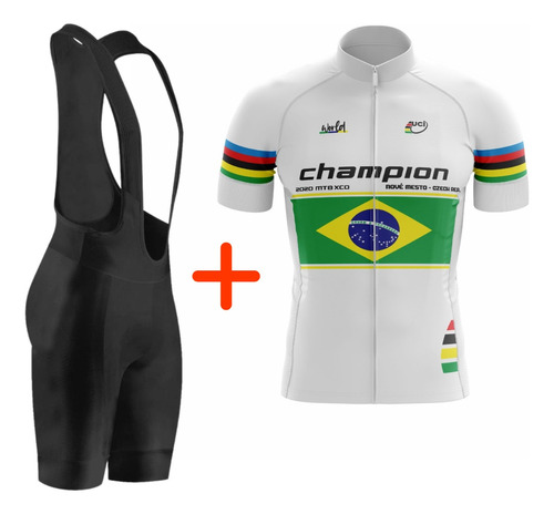 Conjunto De Ciclismo Masculino Bretelle E Camisa Ziper Total