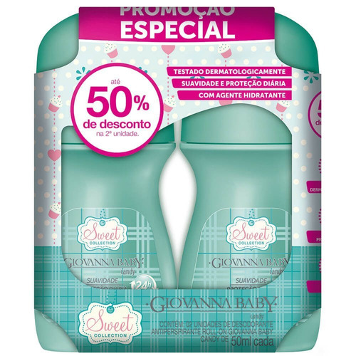 Desodorante Roll On Candy Giovanna Baby 50ml Com 2 Unidades