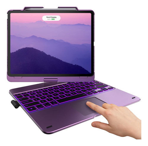 Funda Para iPad 12.9 Pro Con Teclado Tactil Purpura