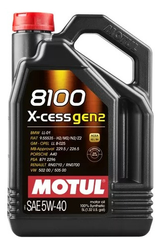 Lubricante Motul 8100 X-cess 5w40 Sintético X 5lts