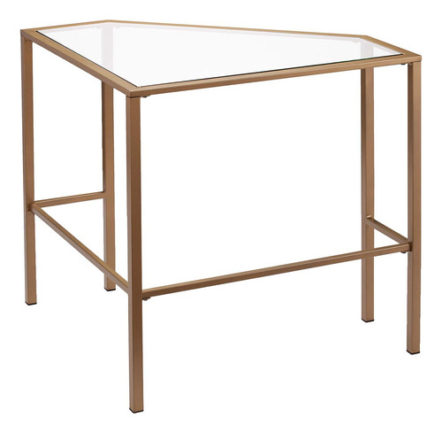 Sei Furniture Keaton Escritorio Esquinero De Metal/vidrio -. Color Oro Suave