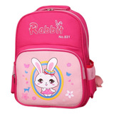 Mochila Escolar Costas Bolsa Infantil Creche Menina Menino Cor Rosa Desenho Do Tecido Coelhinha Rosa